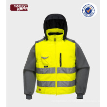 Mangas desmontables de alta calidad chaqueta de seguridad hi vis con cinta reflectante